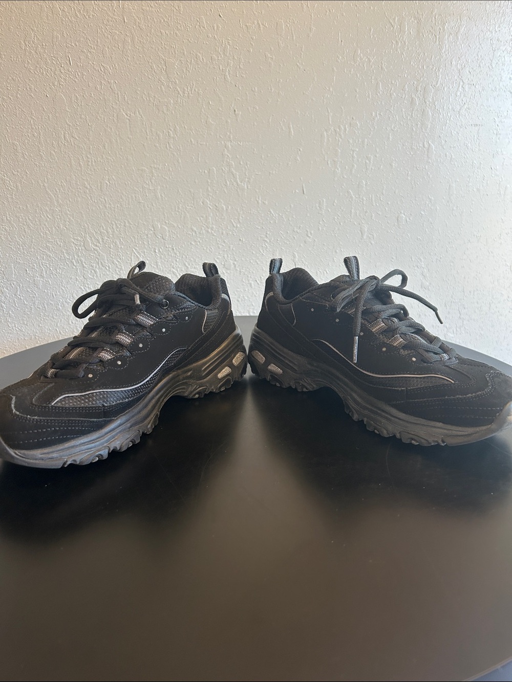 Skechers Black Suede Lace-Up Platform Sneakers - Picture 5 of 7